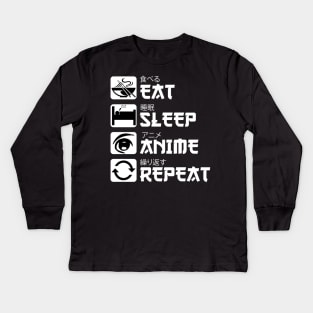 Eat Sleep Anime Repeat Kids Long Sleeve T-Shirt